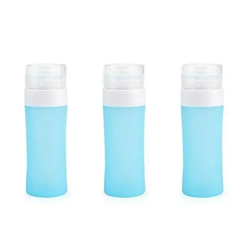 3Pcs Round Silicon Leakproof Travel bottles Empty Refillable Squeeze Containers Tubes Perfect for Carry-on Luggage Liquid Toiletries and Cream Blue (60ml/2oz) 3Pcs Round Silicon Leakproof Travel bottles Empty Refillable Squeeze Containers Tubes Perfect for Carry-on Luggage Liquid Toiletries and Cream Blue (60ml/2oz)