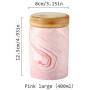 Marble pink Food Storage Canister, Ceramic Food Storage Jar with Airtight Seal Bamboo Lid - - Modern Design marble Ceramic Food Storage Canister for Serving Tea, Coffee, Spice and More 13.5OZ(400ML)