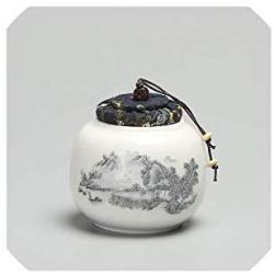 Confetti-Y Hand Painted Ceramic Tea Cans Small Mini Portable PuEr Green Tea Sealed Cans Storage Tanks Travel Tea Caddy,E