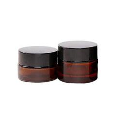 4PCS Empty Refillable Brown Glass Cosmetic Face Cream Lip Balm Storage Jars Bottle Container Pot with Liners and Screw Black Lid for Make up Essential Oils Lotion (5ml/ 0.17oz)