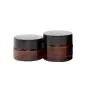 4PCS Leere Nachfüllbare Braune Glas Kosmetik Gesichtscreme Lippenbalsam Lagerbehälter Flasche Behälter Topf mit Liner und schwarzer Schraubkappe für Make-up, ätherische Öle, Lotion (5ml/ 0.17oz)