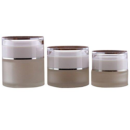 TOPWEL 20g/30g/50g 3PCS Frosted Glass with Acrylic White Lid Empty Refillable Cosmetic Cream Jar Pot Bottle Container (50g)