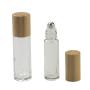 3PCS 10ML 0.3OZ Transparent Empty Roller Bottles with Stainless Steel Roller Balls and Bamboo Cover Essential Oil Perfume Holder Jar Pot Portable Refillable Container for Travel Daily Life