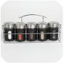 6Pcs Stainless Steel Spice Storage Jar Bottle Barbecue Seasoning Storage Shelves For Kitchen Seasoning Storage Organizer,Five Black