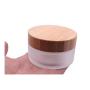 1Pcs Round Frosted Glass Cream Jar Glass Bottle with Inner Liners and Environmental Bamboo Lids Empty Makeup Container Dispenser Pots for Cream Lotion DIY Beauty Items Travel Size 100g/100ml