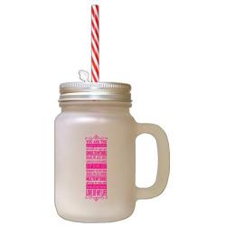 Hot Pink You Peanut Butter Twinkle In Eye Shake Bake Frosted Glass Mason Jar With Straw