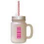 Hot Pink You Peanut Butter Twinkle In Eye Shake Bake Frosted Glass Mason Jar With Straw