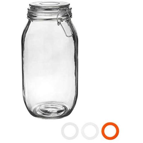 Argon Tableware Glass Storage Jar with Airtight Clip Lid - 2 Litre - Clear Seal