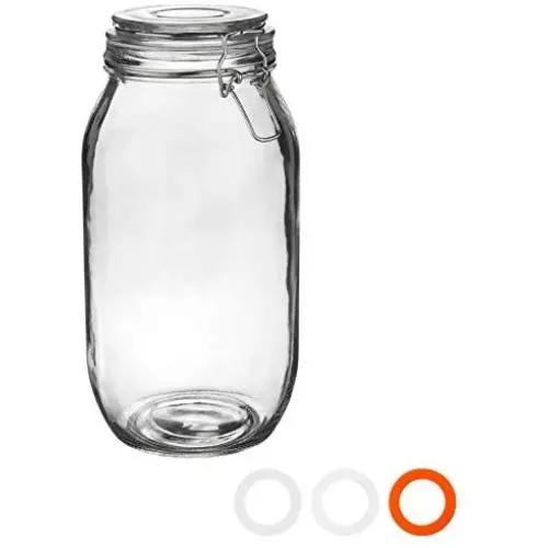 Argon Tableware Glass Storage Jar with Airtight Clip Lid - 2 Litre - Clear Seal Argon Tableware Glass Storage Jar with Airtight Clip Lid - 2 Litre - Clear Seal