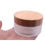 XINGZI 100g/100ml/3.4oz Frosted Glass Cosmetic Cream Jar Bottle Refillable Glass Face Cream Pot Cosmetics Container With Bamboo lids and Inner Liners For Travel DIY Sample Eyeshadow Essential Oils