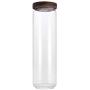 UPKOCH 1700ML Candy Jar Transparent Glass Wooden Lid High Borosilicate Storage Tank Portable Food Grain Container (9x30.5cm)