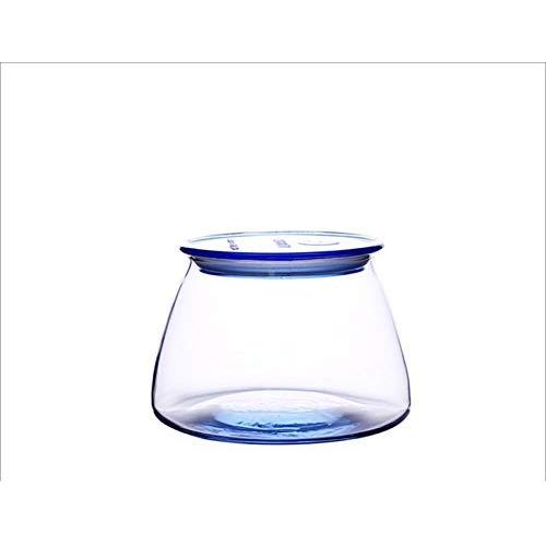 HOUSIYU Glass Jar, Tinted Transparent Glass Food Moisture-Proof Sealed Storage Tank, Suitable for Coffee Bean Tea Dried Fruit Grain, Blue 500ml