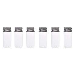 6Pcs Empty Refillable Clear Plastic Small Storage Container Bottle Jars with Aluminum Lid For Cosmetics Travel Essential Oils Powders Creams Ointments Grease and More(10ml/0.34oz)