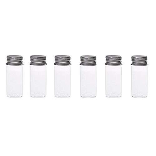 6Pcs Empty Refillable Clear Plastic Small Storage Container Bottle Jars with Aluminum Lid For Cosmetics Travel Essential Oils Powders Creams Ointments Grease and More(10ml/0.34oz)