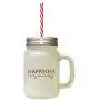 Schwarzes Glück ist eine Reise – Frostglas-Mason-Jar mit Strohhalme.