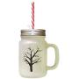 Black Tree #4 Frosted Glass Mason Jar With Straw