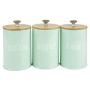 Serenable Food Storage Jar (3-Pack/Green), Food Storage Jar with Airtight Seal Natural Bamboo Lid -Galvanized Iron Food Storage Canister for Tea, Coffee, Spice