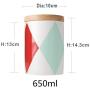 OnePine Set of 2 Food Storage Jar with Sealed Wooden Lid, Geometric Pattern Ceramic Storage Jar for Tea Sugar Coffee Bean Nuts Grain