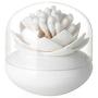 Daliuing 2 Pack Lotus Cotton Swab Holder Cotton Bud Small Toothpicks Brushes Holder Box Case Storage Organizer Jar with Clear Lid Dustproof Cover Black + White