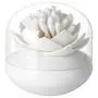Daliuing 2 Pack Lotus Cotton Swab Holder Cotton Bud Small Toothpicks Brushes Holder Box Case Storage Organizer Jar with Clear Lid Dustproof Cover Black + White