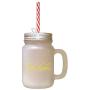Yellow Scatter Kindness #3 Frosted Glass Mason Jar With Straw