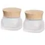 2 Pièces Flacons en Verre Froissé de 50g / 50ml pour Cosmétiques, Pots de Remplissage avec Couvercles en Bois Grainé Plastique et Ronces. 2 Pièces Flacons en Verre Froissé de 50g / 50ml pour Cosmétiques, Pots de Remplissage avec Couvercles en Bois Grainé Plastique et Ronces.