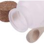 JiaUfmi 4Pcs Clear Empty Plastic Bath Salt Comestic Powder Bottle Jar Pot with Wooden Cork Lid and Spoon Cream DIY Container 300g 10.2oz (72 Pcs Lables Stickers Free)