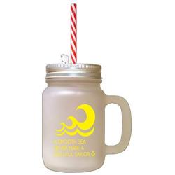 Yellow A Smooth Sea Never Made Skillful Sailor Frosted Glass Mason Jar With Straw