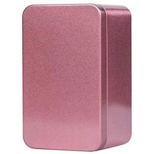 Yardwe Rectangular Tinplate Tea Tin Mini Tea Container Coffee Sugar Storage Box for Loose Tea 13x8x6cm(Pink)