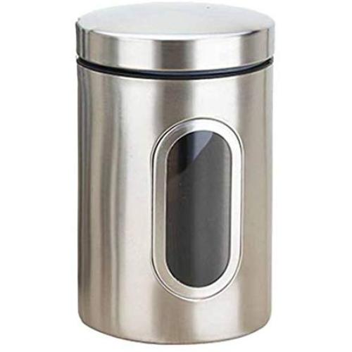 Kitchen Cylinder Food Storage Containers 304 Stainless Steel Jars with Airtight Lids Small Coffee Canisters, Rustic Home Decor,Pantry Organization and Storage for Tea Snacks Sugar Spice 1.5L Silver