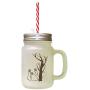 Brown Tree Ghosts Boo Halloween Frosted Glass Mason Jar With Straw