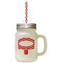 Red Orange Ice Image Frosted Glass Mason Jar With Straw