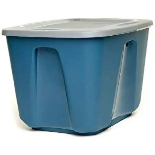 Conteneur de stockage HOMZ 18 Gallons, Base Bleu, Couvercle Argent, Pack de 4 Conteneur de stockage HOMZ 18 Gallons, Base Bleu, Couvercle Argent, Pack de 4