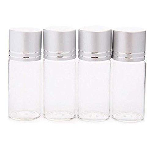 10Pieces Clear Glass Vials Jars Pot Bottles Containers With Silver Screw Cap For Sampling Sample Essential Oils Powders Cream Sample Liquid Water Cosmetics Travel Lab(10ml)