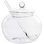 Hemoton Glass Sugar Dispenser,Sugar Container with Lid and Spoon,Transparent Jars Spice Jars Storage Container for Kitchen(350ml)