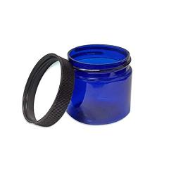 ljdeals 2oz Blue PET Plastic Jars with Lids, Refillable Empty Round Containers, Pack of 12, BPA Free, Made in USA Perfect for Kitchen, Cosmetic, Lotion, Personal Care Products and more