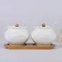 Kitchen seasoning box/Ceramic Condiment Storage Container with Tray Salt monosodium glutamate Sugar jar
