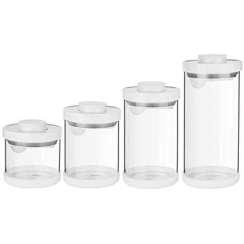 WEEMAA 4-pieces Set Glass Jars with Airtight Lids, Suitable for Flour and Sugar Containers, Different Size for Storage Candy Cookie Jar .Includes 18oz 32oz 43oz 58oz