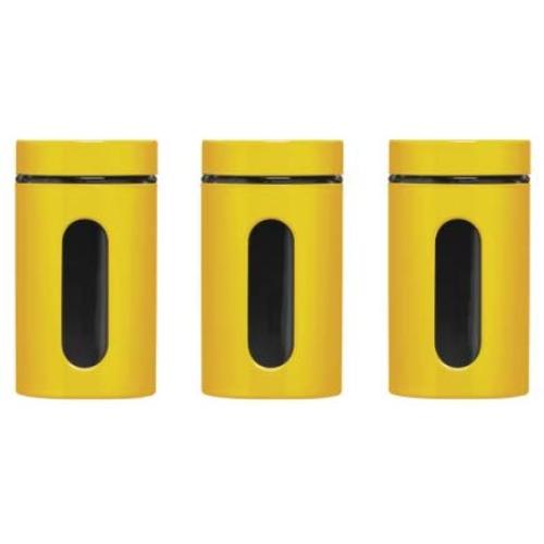 Premier Housewares Storage Canisters - Set of 3 - White Yellow