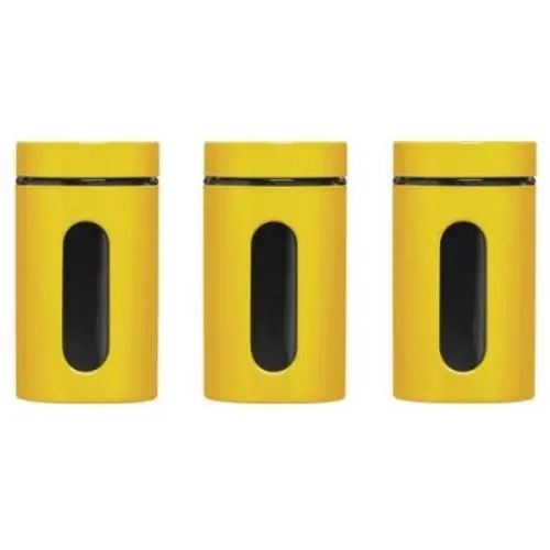 Premier Housewares Storage Canisters - Set of 3 - White Yellow Premier Housewares Storage Canisters - Set of 3 - White Yellow