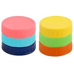 uxcell 6 Pcs Assorted Color Plastic Regular Mouth Mason Jar Lids Food Storage Caps for Mason Canning Ball Jars