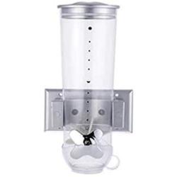 Poniu Cereal Dispenser, Plastic Storage Canister, Transparent, Wall-Mounted, Snack Grain Container Tank, Sealed Storage Jar, Practical Cans for Kitchen (Gray)