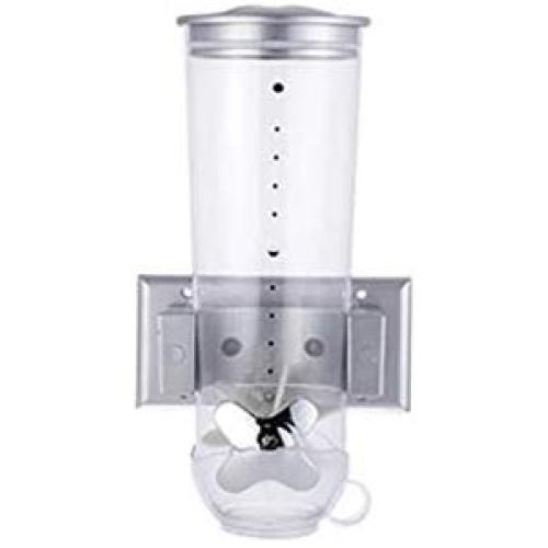 Poniu Cereal Dispenser, Plastic Storage Canister, Transparent, Wall-Mounted, Snack Grain Container Tank, Sealed Storage Jar, Practical Cans for Kitchen (Gray)