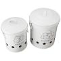 G.a HOMEFAVOR Set of 2 Antique Cream Vintage Potato Onion Kitchen Storage Canisters Jars Pots Containers 2 Pack Set, Potatoe, Onion Bin Caddy, With Aerating Tin Storage Holes & Metal Lid