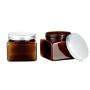 2PCS 500ML/16.66OZ Brown Refillable Wide Mouth Jars with Aluminum Caps Makeup Face Body Cream Lotion Bottles Empty Cosmetic Containers Food Storge Cases Pots