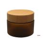 1PCS 150ml Empty Portable Amber Round Plastic Jars Cosmetic Cream Lotion Jar Pot Container with Inner Liners and Bamboo Lids for Travel Cream Premium Vials Storage