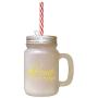 Yellow Home Where Our Story Begins Frosted Glass Mason Jar With Straw
