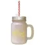 Yellow Home Where Our Story Begins Frosted Glass Mason Jar With Straw