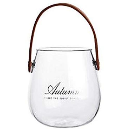 Unique Chic Nordic Glass Storage Jar Bottle With Leather Handle Minimalist Desk Storage Bottle Organizer Flower Vase Container Large Glass Storage Containers With Lids