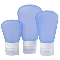 Jollymap Leak Proof Travel Bottles, Silicone Cream Jars Travel Accessories Refillable Silicone Travel Containers Containers Perfect for Liquid Toiletries (3 Pack Travel Bottles37ml，60ml，89ml)-Blue